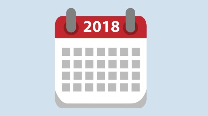 Kalendarz świąt i dni wolnych w Europie w 2018 roku